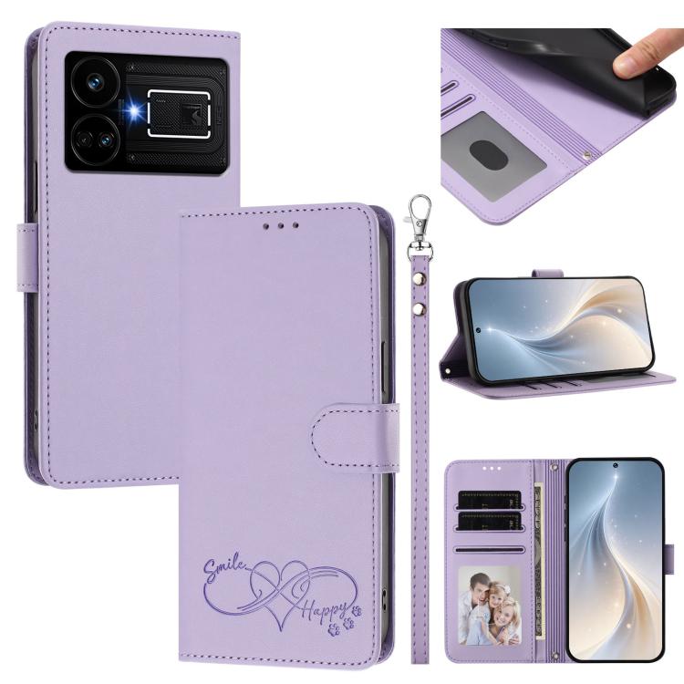 Happy Heart Pattern Magnetic Closure Vegan Leather Phone Case with Wrist Strap, For Realme GT 6 5G / GT 6T 5G Global, For Realme C67 4G / 12 Lite 4G Global, For Realme 12 Pro 5G / 12 Pro+ 5G Global, For Realme C53 4G Global / C51 4G                    ...