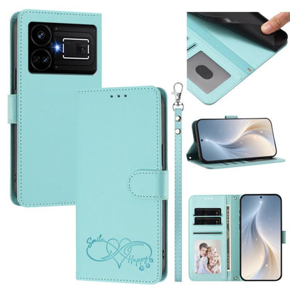 Happy Heart Pattern Magnetic Closure Vegan Leather Phone Case with Wrist Strap, For Realme GT 6 5G / GT 6T 5G Global, For Realme C67 4G / 12 Lite 4G Global, For Realme 12 Pro 5G / 12 Pro+ 5G Global, For Realme C53 4G Global / C51 4G                    ...