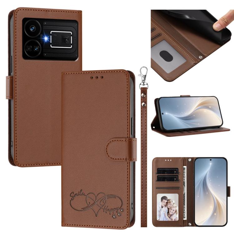 Happy Heart Pattern Magnetic Closure Vegan Leather Phone Case with Wrist Strap, For Realme GT 6 5G / GT 6T 5G Global, For Realme C67 4G / 12 Lite 4G Global, For Realme 12 Pro 5G / 12 Pro+ 5G Global, For Realme C53 4G Global / C51 4G                    ...