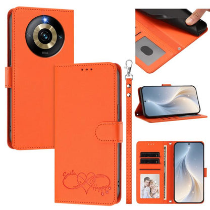Happy Heart Pattern Magnetic Closure Vegan Leather Phone Case with Wrist Strap, For Realme GT 6 5G / GT 6T 5G Global, For Realme C67 4G / 12 Lite 4G Global, For Realme 12 Pro 5G / 12 Pro+ 5G Global, For Realme C53 4G Global / C51 4G                    ...
