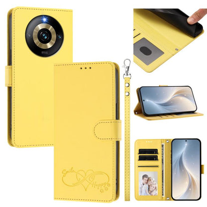 Happy Heart Pattern Magnetic Closure Vegan Leather Phone Case with Wrist Strap, For Realme GT 6 5G / GT 6T 5G Global, For Realme C67 4G / 12 Lite 4G Global, For Realme 12 Pro 5G / 12 Pro+ 5G Global, For Realme C53 4G Global / C51 4G                    ...