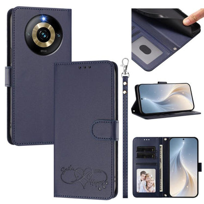 Happy Heart Pattern Magnetic Closure Vegan Leather Phone Case with Wrist Strap, For Realme GT 6 5G / GT 6T 5G Global, For Realme C67 4G / 12 Lite 4G Global, For Realme 12 Pro 5G / 12 Pro+ 5G Global, For Realme C53 4G Global / C51 4G                    ...
