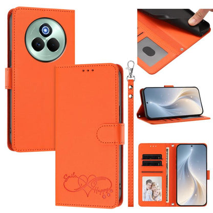 Happy Heart Pattern Magnetic Closure Vegan Leather Phone Case with Wrist Strap, For Realme GT 7 5G Global / 5G India, For Realme V70 5G / 14x Global, For Realme Narzo 80 Pro / 14 Pro 5G India, For Realme C75 4G Global / Narzo 80x 5G, For Realme Narzo 8...