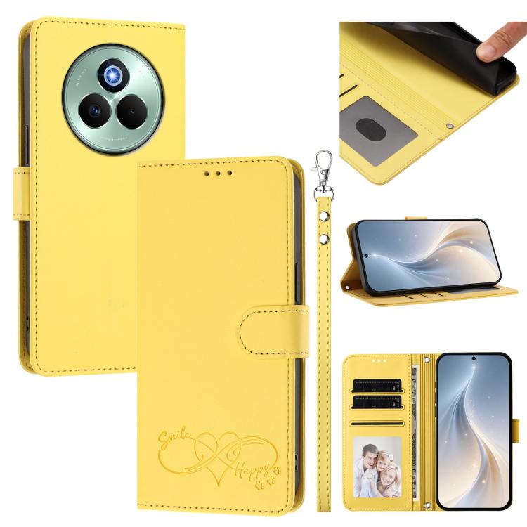 Happy Heart Pattern Magnetic Closure Vegan Leather Phone Case with Wrist Strap, For Realme GT 7 5G Global / 5G India, For Realme V70 5G / 14x Global, For Realme Narzo 80 Pro / 14 Pro 5G India, For Realme C75 4G Global / Narzo 80x 5G, For Realme Narzo 8...