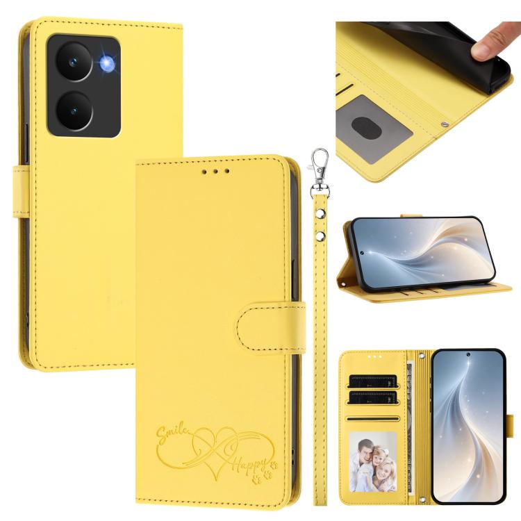 Happy Heart Pattern Magnetic Closure Vegan Leather Phone Case with Wrist Strap, For Realme GT 7 5G Global / 5G India, For Realme V70 5G / 14x Global, For Realme Narzo 80 Pro / 14 Pro 5G India, For Realme C75 4G Global / Narzo 80x 5G, For Realme Narzo 8...