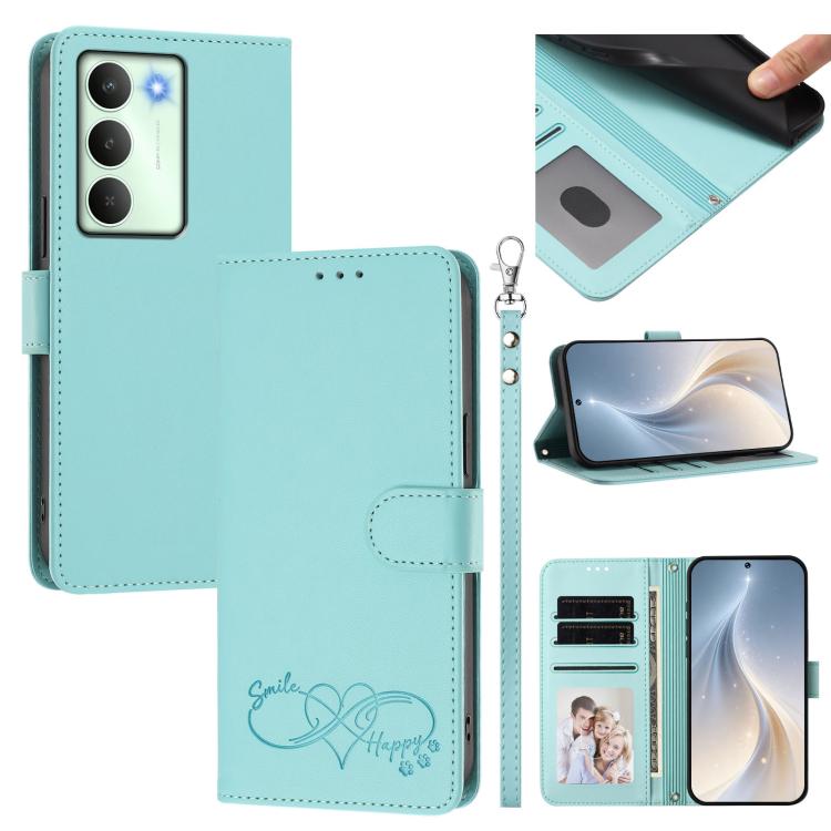 Happy Heart Pattern Magnetic Closure Vegan Leather Phone Case with Wrist Strap, For Realme GT 7 5G Global / 5G India, For Realme V70 5G / 14x Global, For Realme Narzo 80 Pro / 14 Pro 5G India, For Realme C75 4G Global / Narzo 80x 5G, For Realme Narzo 8...