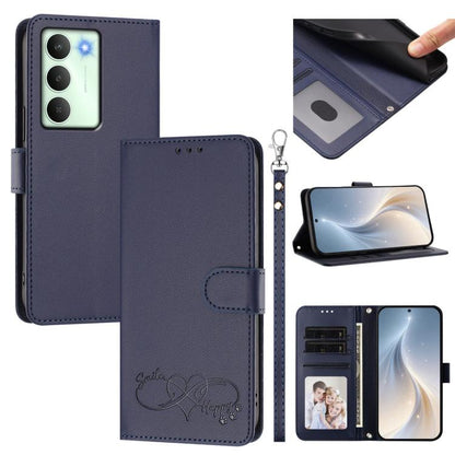 Happy Heart Pattern Magnetic Closure Vegan Leather Phone Case with Wrist Strap, For Realme GT 7 5G Global / 5G India, For Realme V70 5G / 14x Global, For Realme Narzo 80 Pro / 14 Pro 5G India, For Realme C75 4G Global / Narzo 80x 5G, For Realme Narzo 8...