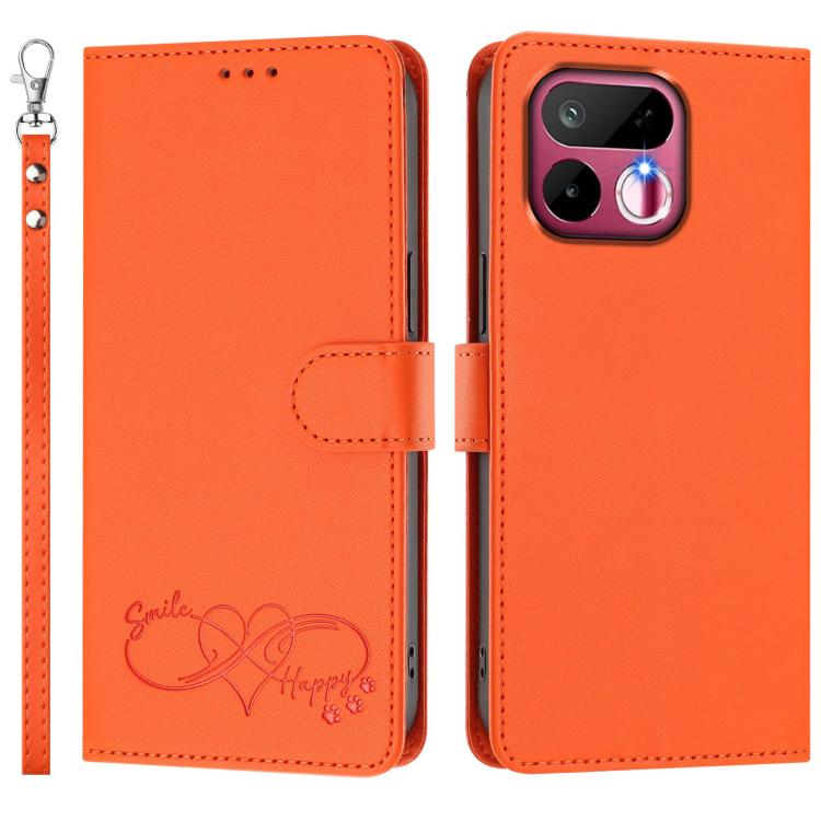 Happy Heart Pattern Magnetic Closure Vegan Leather Phone Case with Wrist Strap, For Realme 16T 5G Global, For Realme C85 5G Global / 15x 5G, For Realme P4 Power 5G, For Realme Note 80 4G Global, For Realme C83 5G India / C85 / 15x, For Realme 16 5G Glo...