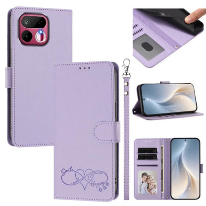 Happy Heart Pattern Magnetic Closure Vegan Leather Phone Case with Wrist Strap, For Realme 16T 5G Global, For Realme C85 5G Global / 15x 5G, For Realme P4 Power 5G, For Realme Note 80 4G Global, For Realme C83 5G India / C85 / 15x, For Realme 16 5G Glo...