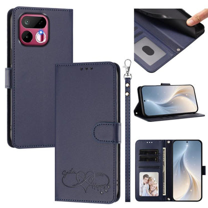 Happy Heart Pattern Magnetic Closure Vegan Leather Phone Case with Wrist Strap, For Realme 16T 5G Global, For Realme C85 5G Global / 15x 5G, For Realme P4 Power 5G, For Realme Note 80 4G Global, For Realme C83 5G India / C85 / 15x, For Realme 16 5G Glo...