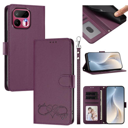 Happy Heart Pattern Magnetic Closure Vegan Leather Phone Case with Wrist Strap, For Realme 16T 5G Global, For Realme C85 5G Global / 15x 5G, For Realme P4 Power 5G, For Realme Note 80 4G Global, For Realme C83 5G India / C85 / 15x, For Realme 16 5G Glo...