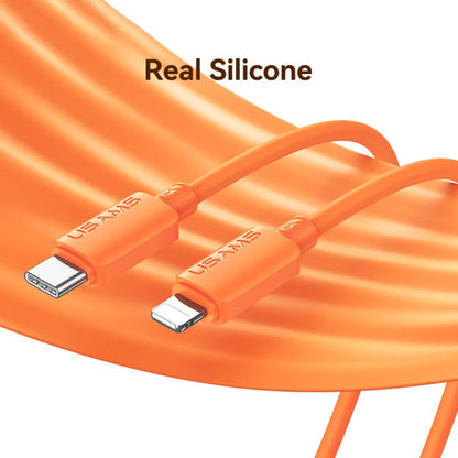 USAMS SJ788 U98 30W Type-C to 8 Pin Silicone Fast Charging Data Cable, Length: 1m