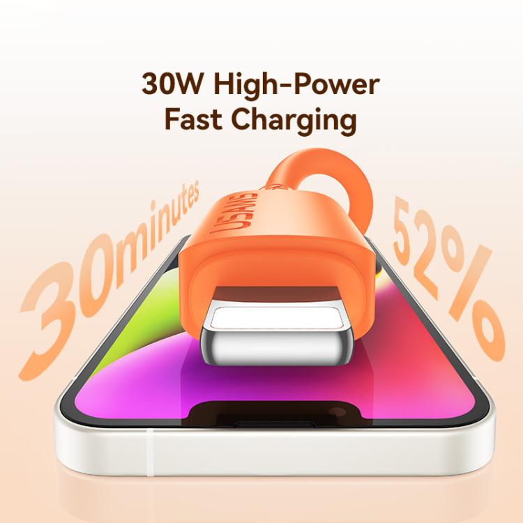 USAMS SJ788 U98 30W Type-C to 8 Pin Silicone Fast Charging Data Cable, Length: 1m