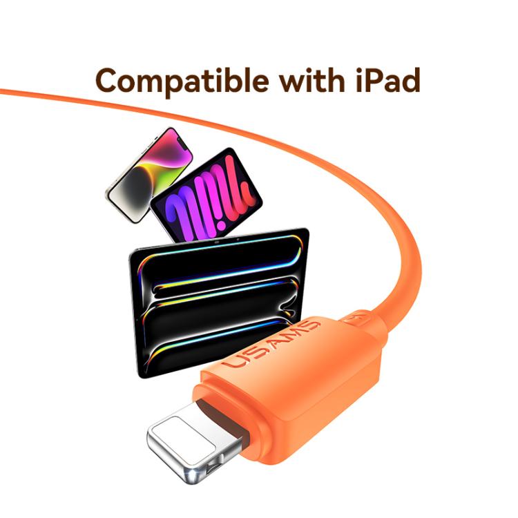 USAMS SJ788 U98 30W Type-C to 8 Pin Silicone Fast Charging Data Cable, Length: 1m