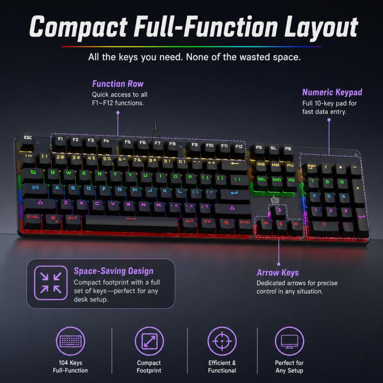 SHIPADOO HJK901-10 RGB Backlight Mechanical USB Wired Keyboard