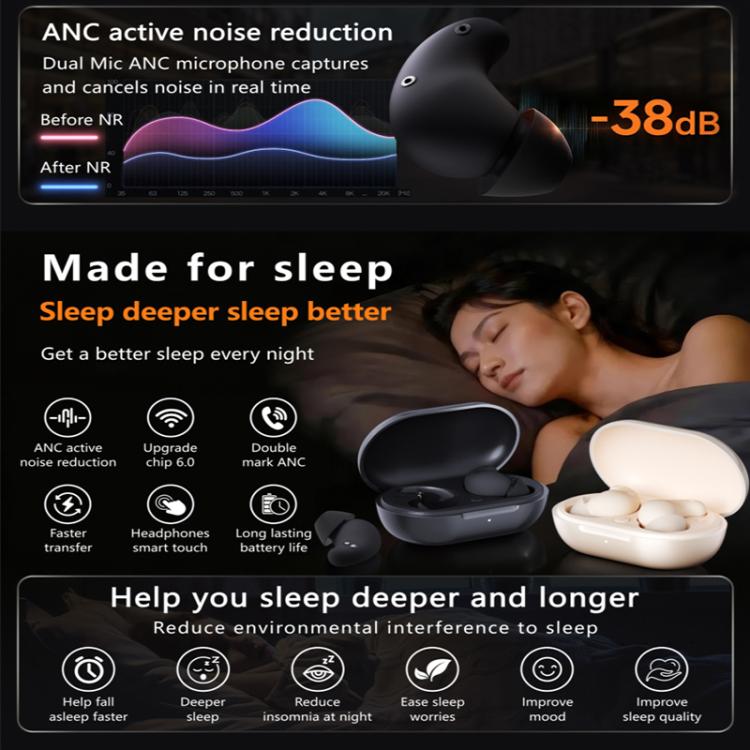 S1 In-Ear Sleep ANC Noise Reduction Bluetooth Earphone