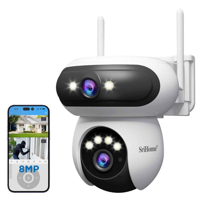 Srihome SH062 8MP Binocular Outdoor Auto-Tracking Wireless WiFi Security Camera, SH062