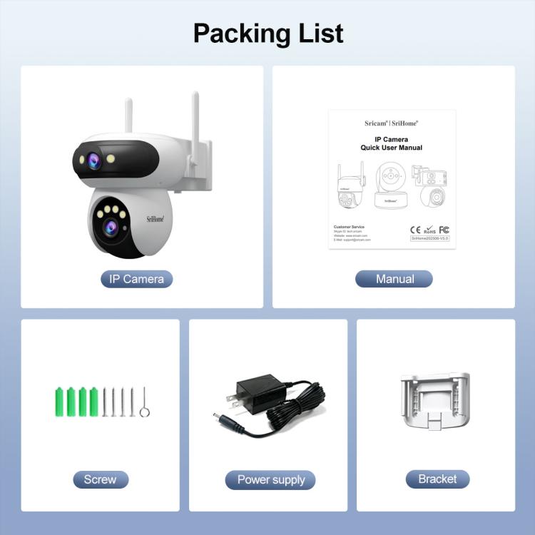 Srihome SH062 8MP Binocular Outdoor Auto-Tracking Wireless WiFi Security Camera, SH062