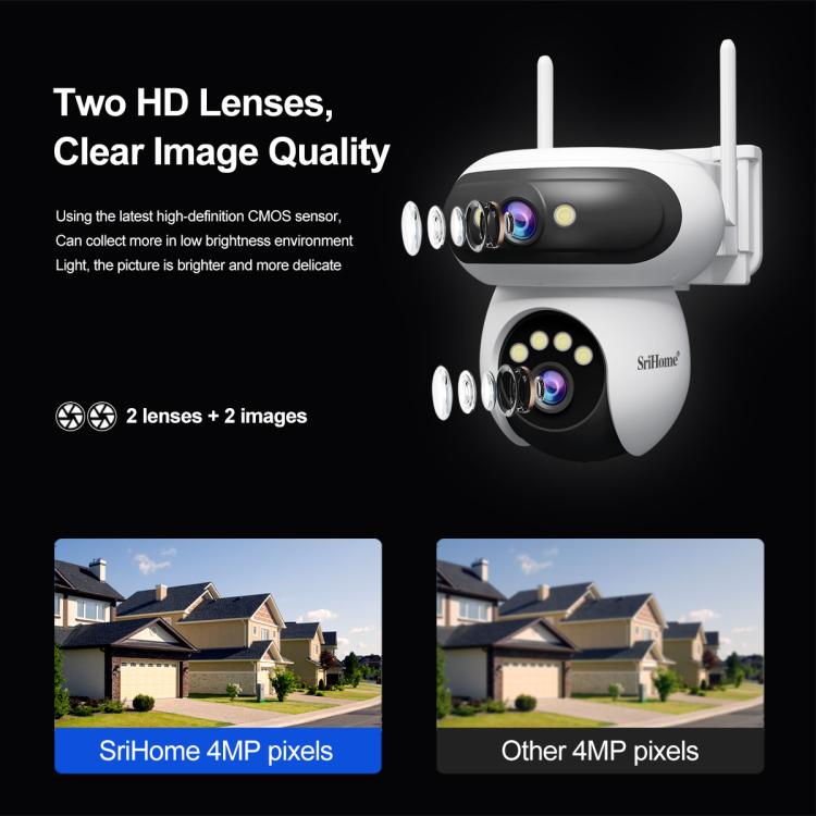 Srihome SH062 8MP Binocular Outdoor Auto-Tracking Wireless WiFi Security Camera, SH062