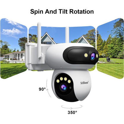 Srihome SH062 8MP Binocular Outdoor Auto-Tracking Wireless WiFi Security Camera, SH062