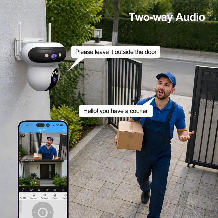 Srihome SH062 8MP Binocular Outdoor Auto-Tracking Wireless WiFi Security Camera, SH062