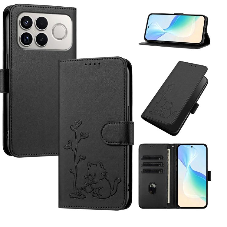 YX0014 Cat Watering Tree Buckle Vegan Leather Phone Case with Lanyard, For Xiaomi 17T 5G, For Xiaomi Poco X8 Pro Max / Redmi Turbo 5 Max, For Xiaomi Poco X8 Pro 5G / Redmi Turbo 5 5G, For Xiaomi 17 Ultra, For Xiaomi Poco F8 Ultra 5G / Redmi K90 Pro Max...