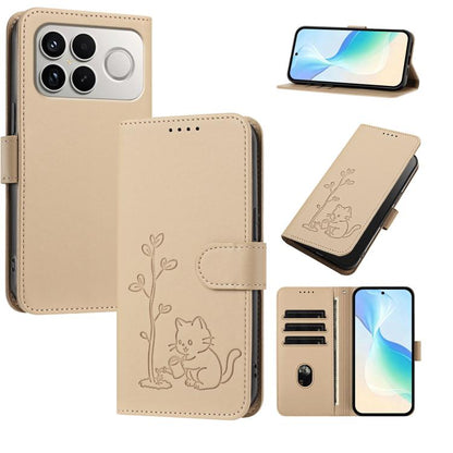 YX0014 Cat Watering Tree Buckle Vegan Leather Phone Case with Lanyard, For Xiaomi 17T 5G, For Xiaomi Poco X8 Pro Max / Redmi Turbo 5 Max, For Xiaomi Poco X8 Pro 5G / Redmi Turbo 5 5G, For Xiaomi 17 Ultra, For Xiaomi Poco F8 Ultra 5G / Redmi K90 Pro Max...