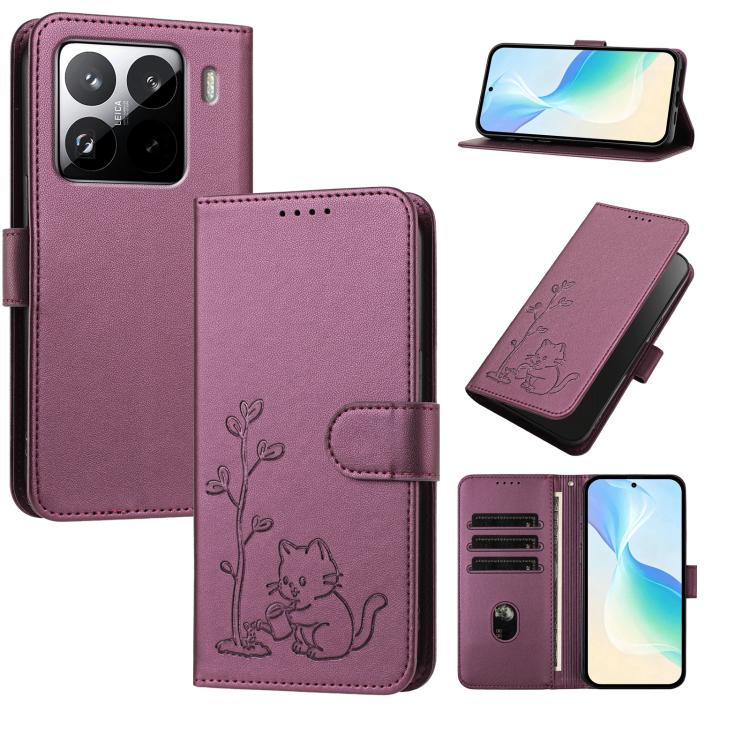 YX0014 Cat Watering Tree Buckle Vegan Leather Phone Case with Lanyard, For Xiaomi Poco M7 4G 169mm, For Xiaomi 15T Pro 5G, For Xiaomi 15T 5G, For Xiaomi Civi 5 Pro, For Xiaomi 15S Pro, For Xiaomi Poco F7 / Redmi Turbo 4 Pro                             ...