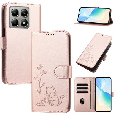 YX0014 Cat Watering Tree Buckle Vegan Leather Phone Case with Lanyard, For Xiaomi Poco M7 4G 169mm, For Xiaomi 15T Pro 5G, For Xiaomi 15T 5G, For Xiaomi Civi 5 Pro, For Xiaomi 15S Pro, For Xiaomi Poco F7 / Redmi Turbo 4 Pro                             ...