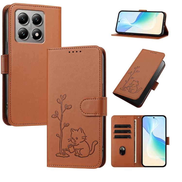 YX0014 Cat Watering Tree Buckle Vegan Leather Phone Case with Lanyard, For Xiaomi Poco M7 4G 169mm, For Xiaomi 15T Pro 5G, For Xiaomi 15T 5G, For Xiaomi Civi 5 Pro, For Xiaomi 15S Pro, For Xiaomi Poco F7 / Redmi Turbo 4 Pro                             ...