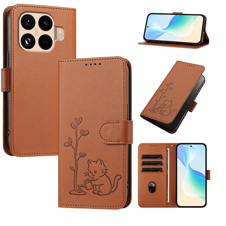 YX0014 Cat Watering Tree Buckle Vegan Leather Phone Case with Lanyard, For Xiaomi Poco M7 4G 169mm, For Xiaomi 15T Pro 5G, For Xiaomi 15T 5G, For Xiaomi Civi 5 Pro, For Xiaomi 15S Pro, For Xiaomi Poco F7 / Redmi Turbo 4 Pro                             ...