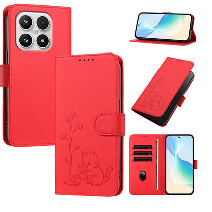 YX0014 Cat Watering Tree Buckle Vegan Leather Phone Case with Lanyard, For Xiaomi 17 Pro, For Xiaomi 17, For Xiaomi Poco M7 4G 169mm, For Xiaomi 15T Pro 5G, For Xiaomi 15T 5G, For Xiaomi Civi 5 Pro, For Xiaomi 15S Pro                                   ...