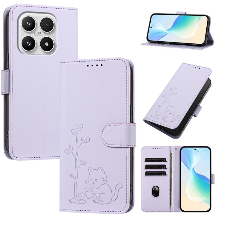 YX0014 Cat Watering Tree Buckle Vegan Leather Phone Case with Lanyard, For Xiaomi 17 Pro, For Xiaomi 17, For Xiaomi Poco M7 4G 169mm, For Xiaomi 15T Pro 5G, For Xiaomi 15T 5G, For Xiaomi Civi 5 Pro, For Xiaomi 15S Pro                                   ...