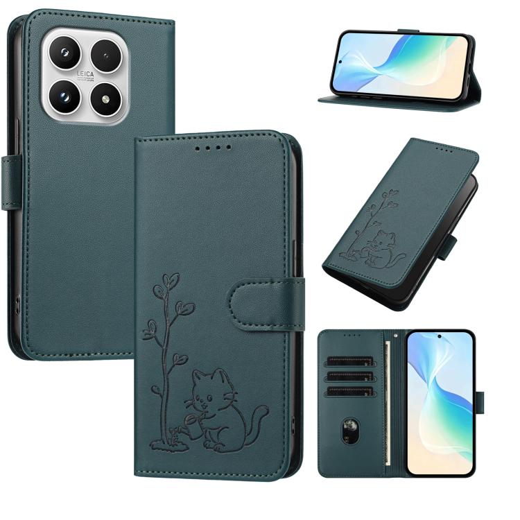 YX0014 Cat Watering Tree Buckle Vegan Leather Phone Case with Lanyard, For Xiaomi 17 Pro, For Xiaomi 17, For Xiaomi Poco M7 4G 169mm, For Xiaomi 15T Pro 5G, For Xiaomi 15T 5G, For Xiaomi Civi 5 Pro, For Xiaomi 15S Pro                                   ...