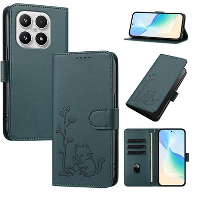 YX0014 Cat Watering Tree Buckle Vegan Leather Phone Case with Lanyard, For Xiaomi 17 Pro, For Xiaomi 17, For Xiaomi Poco M7 4G 169mm, For Xiaomi 15T Pro 5G, For Xiaomi 15T 5G, For Xiaomi Civi 5 Pro, For Xiaomi 15S Pro                                   ...