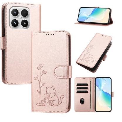 YX0014 Cat Watering Tree Buckle Vegan Leather Phone Case with Lanyard, For Xiaomi 17 Pro, For Xiaomi 17, For Xiaomi Poco M7 4G 169mm, For Xiaomi 15T Pro 5G, For Xiaomi 15T 5G, For Xiaomi Civi 5 Pro, For Xiaomi 15S Pro                                   ...