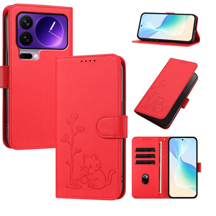 YX0014 Cat Watering Tree Buckle Vegan Leather Phone Case with Lanyard, For Xiaomi 17 Pro, For Xiaomi 17, For Xiaomi Poco M7 4G 169mm, For Xiaomi 15T Pro 5G, For Xiaomi 15T 5G, For Xiaomi Civi 5 Pro, For Xiaomi 15S Pro                                   ...