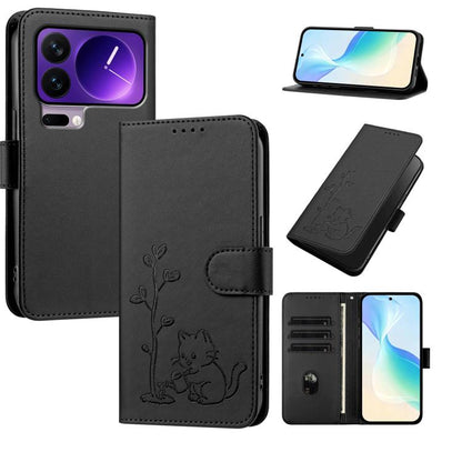 YX0014 Cat Watering Tree Buckle Vegan Leather Phone Case with Lanyard, For Xiaomi 17 Pro, For Xiaomi 17, For Xiaomi Poco M7 4G 169mm, For Xiaomi 15T Pro 5G, For Xiaomi 15T 5G, For Xiaomi Civi 5 Pro, For Xiaomi 15S Pro                                   ...