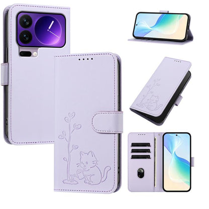 YX0014 Cat Watering Tree Buckle Vegan Leather Phone Case with Lanyard, For Xiaomi 17 Pro, For Xiaomi 17, For Xiaomi Poco M7 4G 169mm, For Xiaomi 15T Pro 5G, For Xiaomi 15T 5G, For Xiaomi Civi 5 Pro, For Xiaomi 15S Pro                                   ...