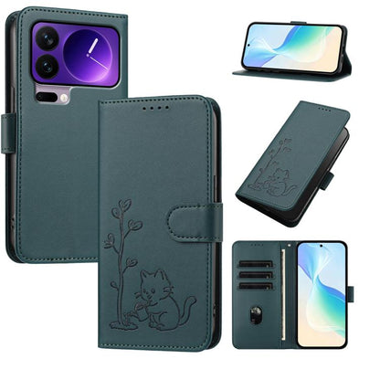 YX0014 Cat Watering Tree Buckle Vegan Leather Phone Case with Lanyard, For Xiaomi 17 Pro, For Xiaomi 17, For Xiaomi Poco M7 4G 169mm, For Xiaomi 15T Pro 5G, For Xiaomi 15T 5G, For Xiaomi Civi 5 Pro, For Xiaomi 15S Pro                                   ...