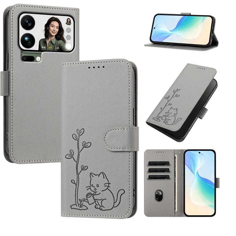 YX0014 Cat Watering Tree Buckle Vegan Leather Phone Case with Lanyard, For Xiaomi 17T 5G, For Xiaomi Poco X8 Pro Max / Redmi Turbo 5 Max, For Xiaomi Poco X8 Pro 5G / Redmi Turbo 5 5G, For Xiaomi 17 Ultra, For Xiaomi Poco F8 Ultra 5G / Redmi K90 Pro Max...