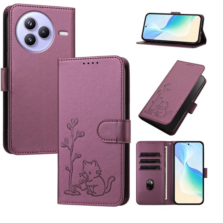 YX0014 Cat Watering Tree Buckle Vegan Leather Phone Case with Lanyard, For Xiaomi Poco M7 4G 169mm, For Xiaomi 15T Pro 5G, For Xiaomi 15T 5G, For Xiaomi Civi 5 Pro, For Xiaomi 15S Pro, For Xiaomi Poco F7 / Redmi Turbo 4 Pro                             ...