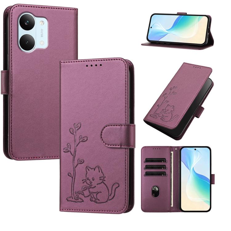 YX0014 Cat Watering Tree Buckle Vegan Leather Phone Case with Lanyard, For Xiaomi 17T 5G, For Xiaomi Poco X8 Pro Max / Redmi Turbo 5 Max, For Xiaomi Poco X8 Pro 5G / Redmi Turbo 5 5G, For Xiaomi 17 Ultra, For Xiaomi Poco F8 Ultra 5G / Redmi K90 Pro Max...