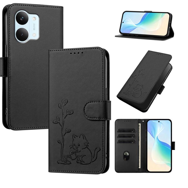 YX0014 Cat Watering Tree Buckle Vegan Leather Phone Case with Lanyard, For Xiaomi 17T 5G, For Xiaomi Poco X8 Pro Max / Redmi Turbo 5 Max, For Xiaomi Poco X8 Pro 5G / Redmi Turbo 5 5G, For Xiaomi 17 Ultra, For Xiaomi Poco F8 Ultra 5G / Redmi K90 Pro Max...