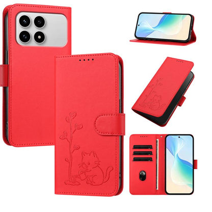 YX0014 Cat Watering Tree Buckle Vegan Leather Phone Case with Lanyard, For Xiaomi 17T 5G, For Xiaomi Poco X8 Pro Max / Redmi Turbo 5 Max, For Xiaomi Poco X8 Pro 5G / Redmi Turbo 5 5G, For Xiaomi 17 Ultra, For Xiaomi Poco F8 Ultra 5G / Redmi K90 Pro Max...