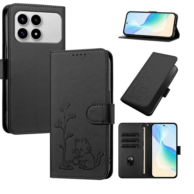 YX0014 Cat Watering Tree Buckle Vegan Leather Phone Case with Lanyard, For Xiaomi 17T 5G, For Xiaomi Poco X8 Pro Max / Redmi Turbo 5 Max, For Xiaomi Poco X8 Pro 5G / Redmi Turbo 5 5G, For Xiaomi 17 Ultra, For Xiaomi Poco F8 Ultra 5G / Redmi K90 Pro Max...