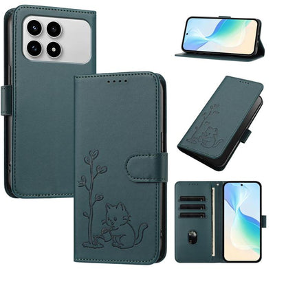 YX0014 Cat Watering Tree Buckle Vegan Leather Phone Case with Lanyard, For Xiaomi 17T 5G, For Xiaomi Poco X8 Pro Max / Redmi Turbo 5 Max, For Xiaomi Poco X8 Pro 5G / Redmi Turbo 5 5G, For Xiaomi 17 Ultra, For Xiaomi Poco F8 Ultra 5G / Redmi K90 Pro Max...