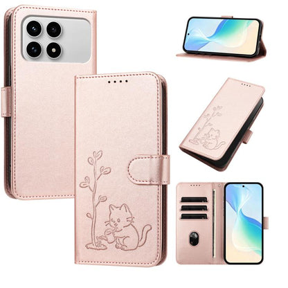 YX0014 Cat Watering Tree Buckle Vegan Leather Phone Case with Lanyard, For Xiaomi 17T 5G, For Xiaomi Poco X8 Pro Max / Redmi Turbo 5 Max, For Xiaomi Poco X8 Pro 5G / Redmi Turbo 5 5G, For Xiaomi 17 Ultra, For Xiaomi Poco F8 Ultra 5G / Redmi K90 Pro Max...