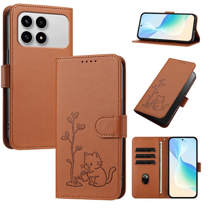 YX0014 Cat Watering Tree Buckle Vegan Leather Phone Case with Lanyard, For Xiaomi 17T 5G, For Xiaomi Poco X8 Pro Max / Redmi Turbo 5 Max, For Xiaomi Poco X8 Pro 5G / Redmi Turbo 5 5G, For Xiaomi 17 Ultra, For Xiaomi Poco F8 Ultra 5G / Redmi K90 Pro Max...