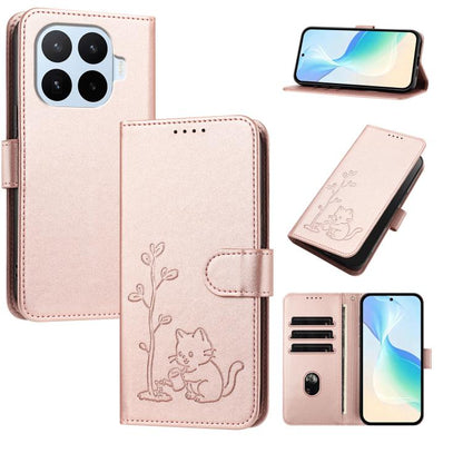 YX0014 Cat Watering Tree Buckle Vegan Leather Phone Case with Lanyard, For Xiaomi 17 Max 5G, For Xiaomi 17T Pro 5G, For Xiaomi 17T 5G, For Xiaomi Poco X8 Pro Max / Redmi Turbo 5 Max, For Xiaomi Poco X8 Pro 5G / Redmi Turbo 5 5G, For Xiaomi 17 Ultra    ...